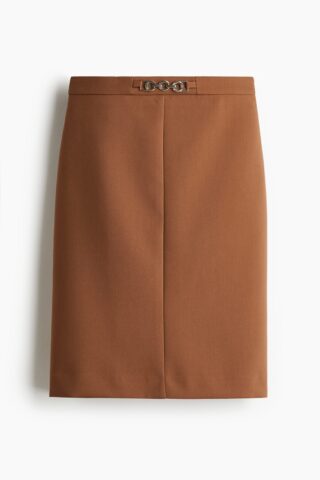 H & M - Kokerrok met metalen detail - Lichtbruin