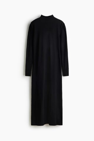 H & M - Fijngebreide maxi-jurk - Zwart