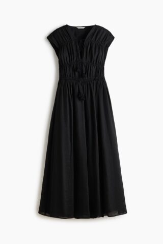 H & M - Ramie jurk met drawstring - Zwart