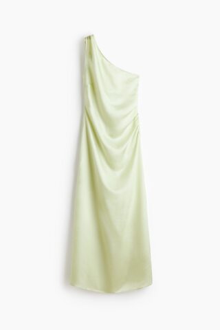 H & M - One-shoulderjurk van viscose - Bleekgroen