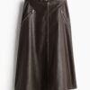 H & M - Gecoate A-linerok - Donkerbruin