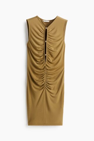 H & M - Gedrapeerde mini-jurk - Donkerbeige