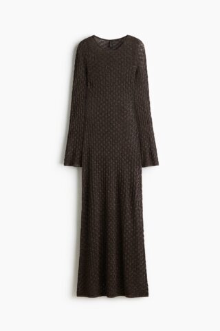 H & M - Ajourgebreide maxi-jurk - Donkerbruin
