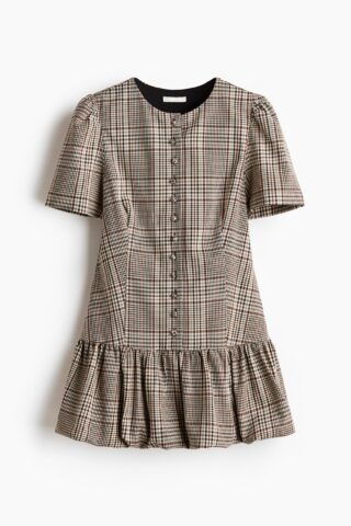 H & M - Bubble-hemjurk - Beige/Geruit