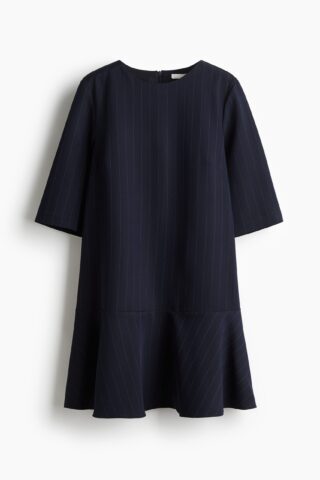 H & M - Shift-jurk met cirkelrok - Marineblauw/Krijtstrepen