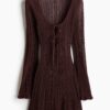 H & M - Ribgebreide strandjurk - Donkerbruin