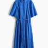 H & M - Katoenen overhemdjurk met broderie anglaise - Helderblauw
