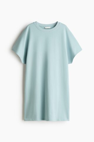 H & M - Katoenen T-shirtjurk - Lichtturkoois