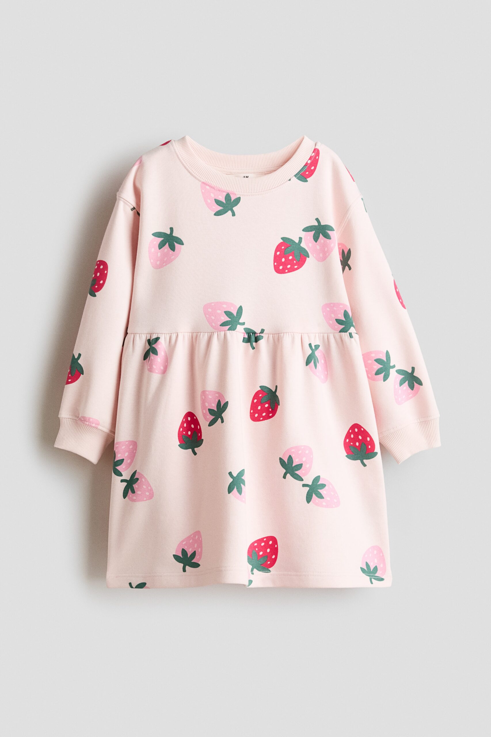 H & M - Sweatjurk met dessin - Lichtroze/Aardbeien H & M - Sweatjurk met dessin - Lichtroze/Aardbeien
