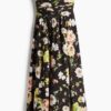 H & M - Geplooide bandeaujurk - Zwart/Bloemen