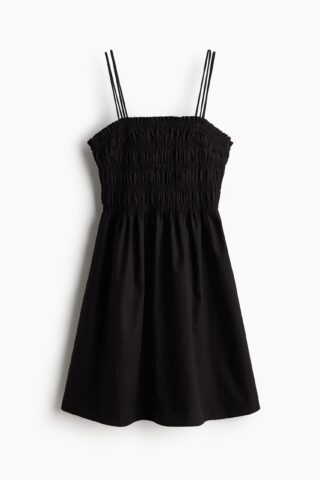 H & M - Katoenen jurk met smokwerk - Zwart
