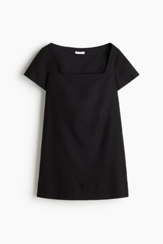 H & M - Shift-jurk van linnenmix - Zwart