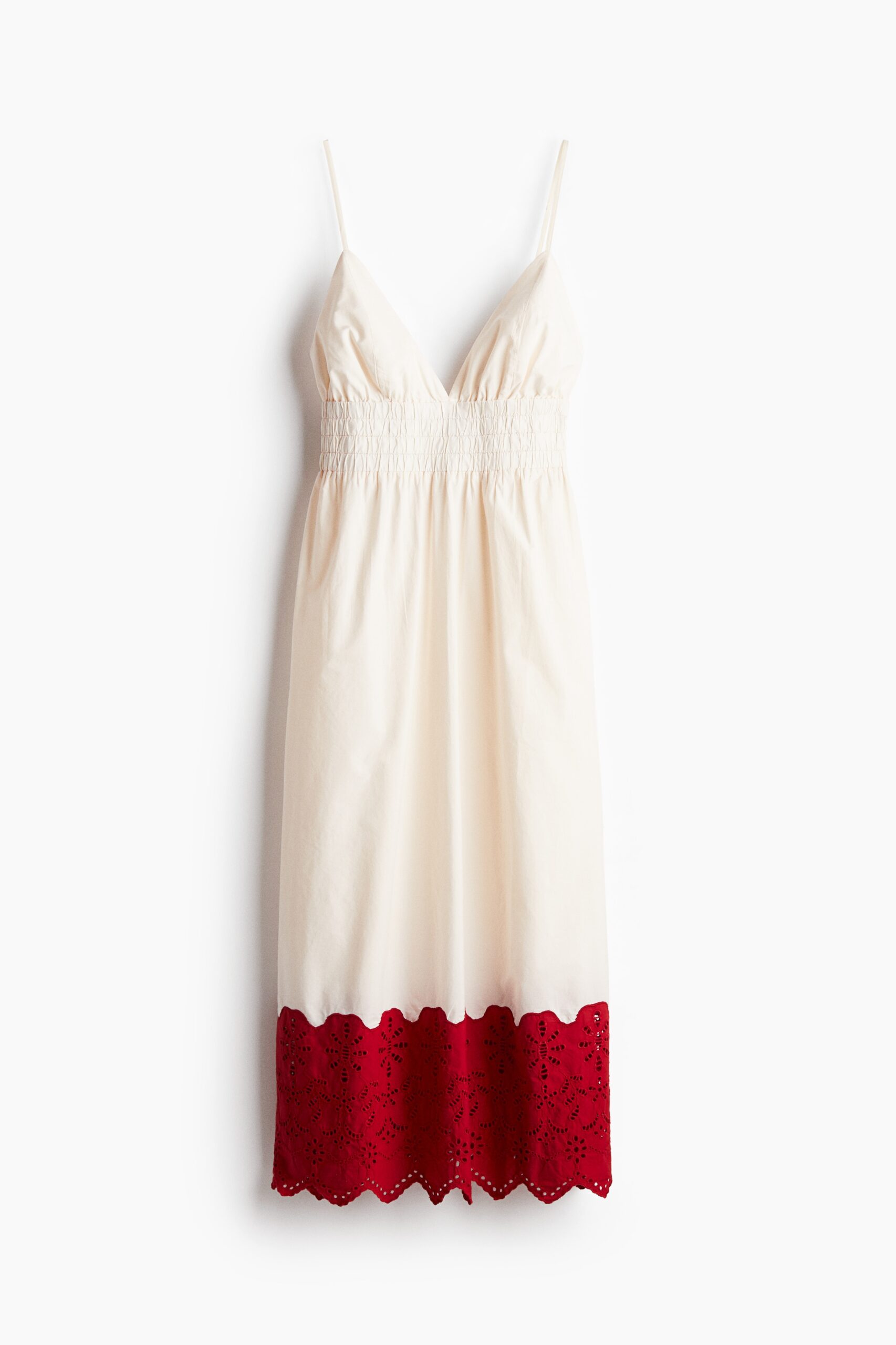 H & M - Jurk met broderie anglaise - Roomwit/Rood H & M - Jurk met broderie anglaise - Roomwit/Rood