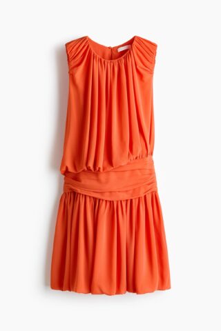 H & M - Gedrapeerde bubble-hemjurk - Helderoranje