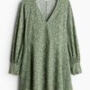 H & M - Uitlopende jurk - Groen/Dessin