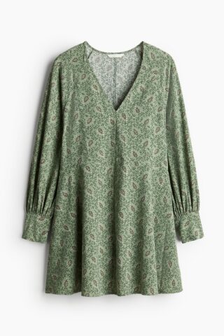 H & M - Uitlopende jurk - Groen/Dessin