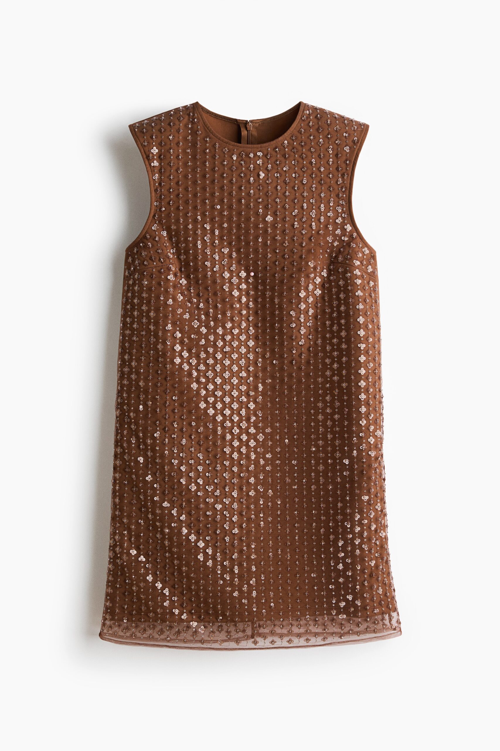 H & M - Jurk van mesh met pailletten - Bruin