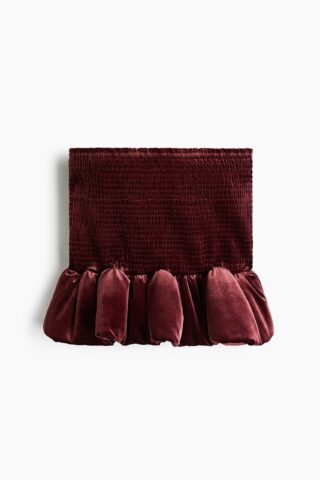 H & M - Velours rok met smokwerk - Bordeauxrood