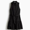H & M - Overhemdjurk met strikceintuur - Zwart