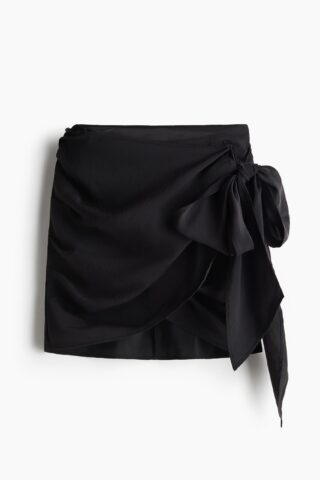 H & M - Gedrapeerde overslagrok - Zwart