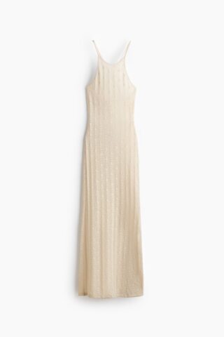 H & M - Lowback-jurk met gehaakte look - Lichtbeige
