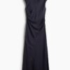 H & M - Gedrapeerde jurk van viscosemix - Donkerblauw/Geruit