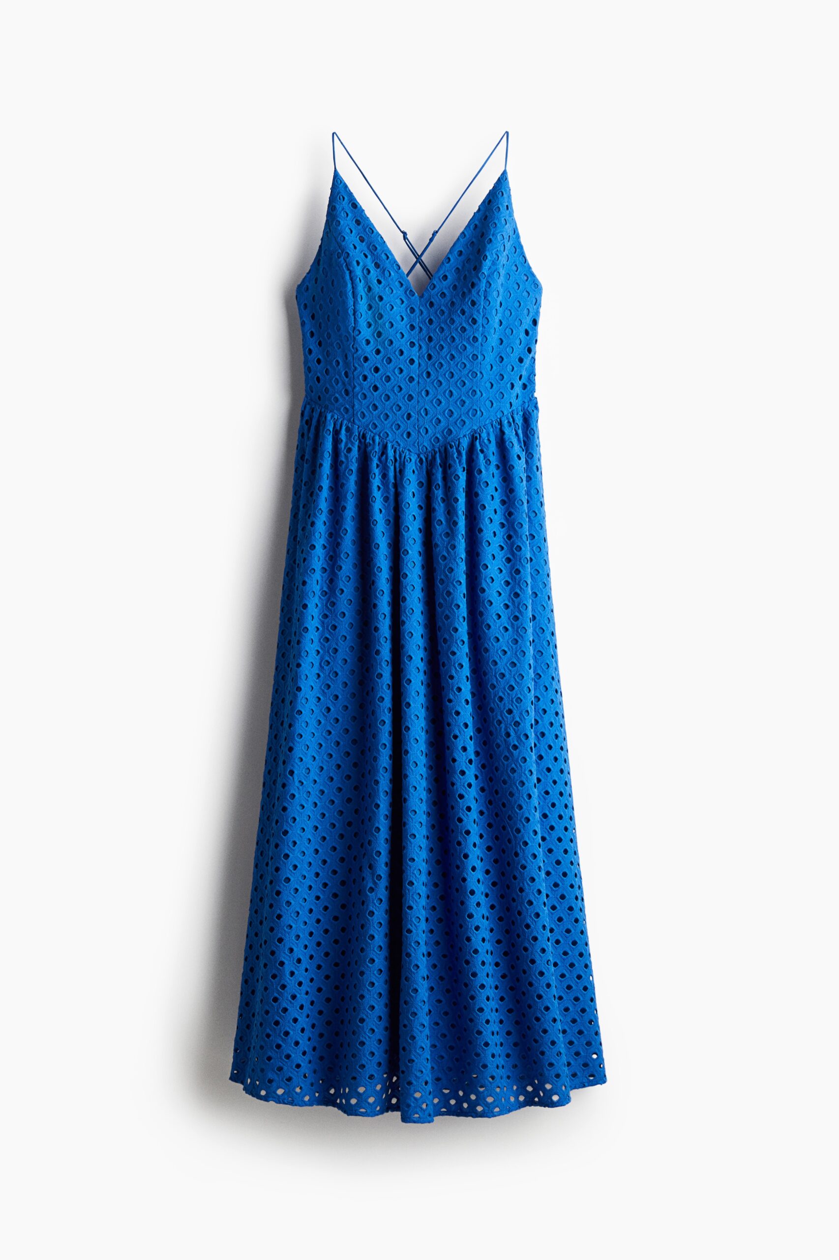 H & M - Strappy jurk met broderie anglaise - Helderblauw H & M - Strappy jurk met broderie anglaise - Helderblauw