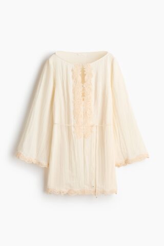 H & M - Jurk met kant - Roomwit