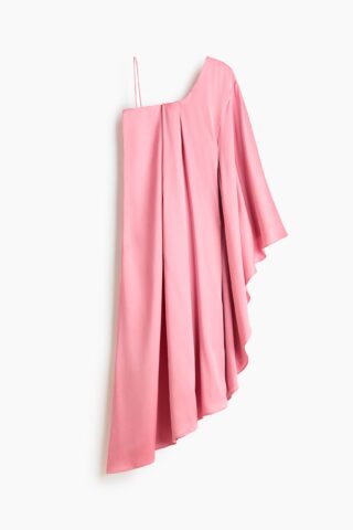 H & M - Satijnen one-shouder kaftanjurk - Roze