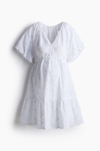 H & M - MAMA Jurk met broderie anglaise - Wit