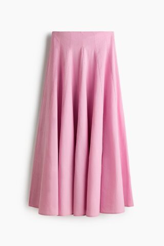 H & M - Katoenen rok met godetplooien - Roze/Gestreept