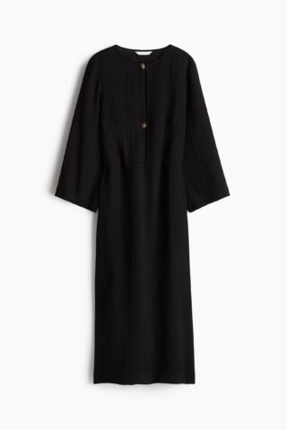 H & M - Midi-jurk met lange mouwen - Zwart