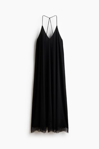 H & M - Strappy jurk met kant - Zwart