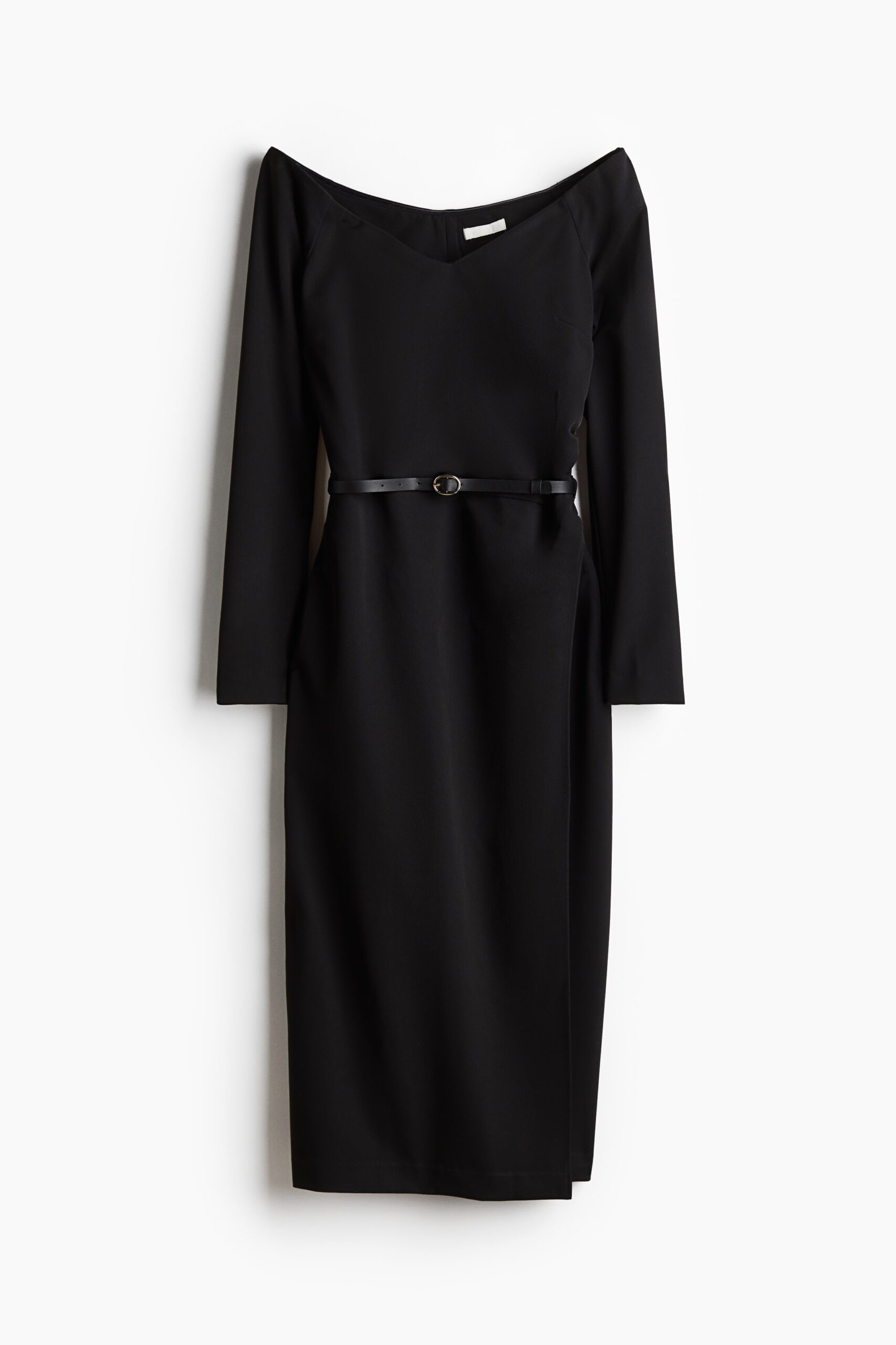 H & M - Off-the-shoulderjurk met ceintuur - Zwart H & M - Off-the-shoulderjurk met ceintuur - Zwart