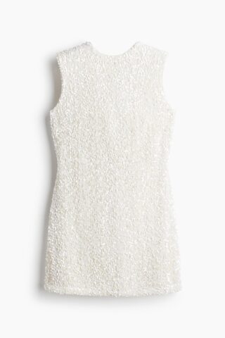 H & M - Paillettenjurk met strik - Wit