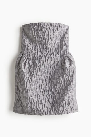 H & M - Jacquardgeweven bandeaujurk - Grijs