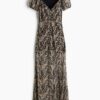H & M - Jurk van gedessineerde mesh - Beige/Dessin