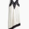 H & M - Jurk met kant - Loose Fit - Wit/Zwart