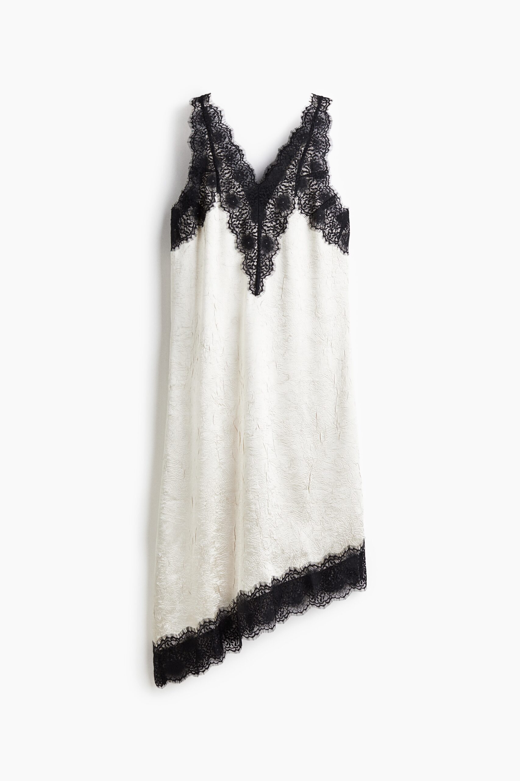 H & M - Jurk met kant - Loose Fit - Wit/Zwart H & M - Jurk met kant - Loose Fit - Wit/Zwart