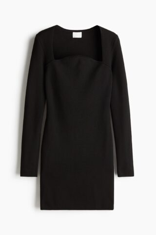 H & M - Gebreide mini-jurk - Zwart