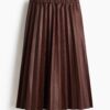 H & M - Halflange plissérok - Donkerbruin