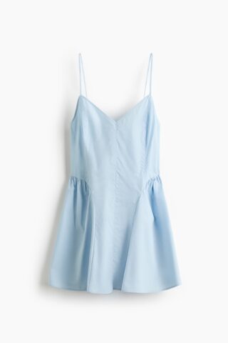 H & M - Strappy jurk met uitlopende rok - Dusty Lichtblauw