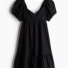 H & M - Jurk met pofmouwen - Zwart