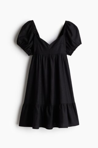 H & M - Jurk met pofmouwen - Zwart