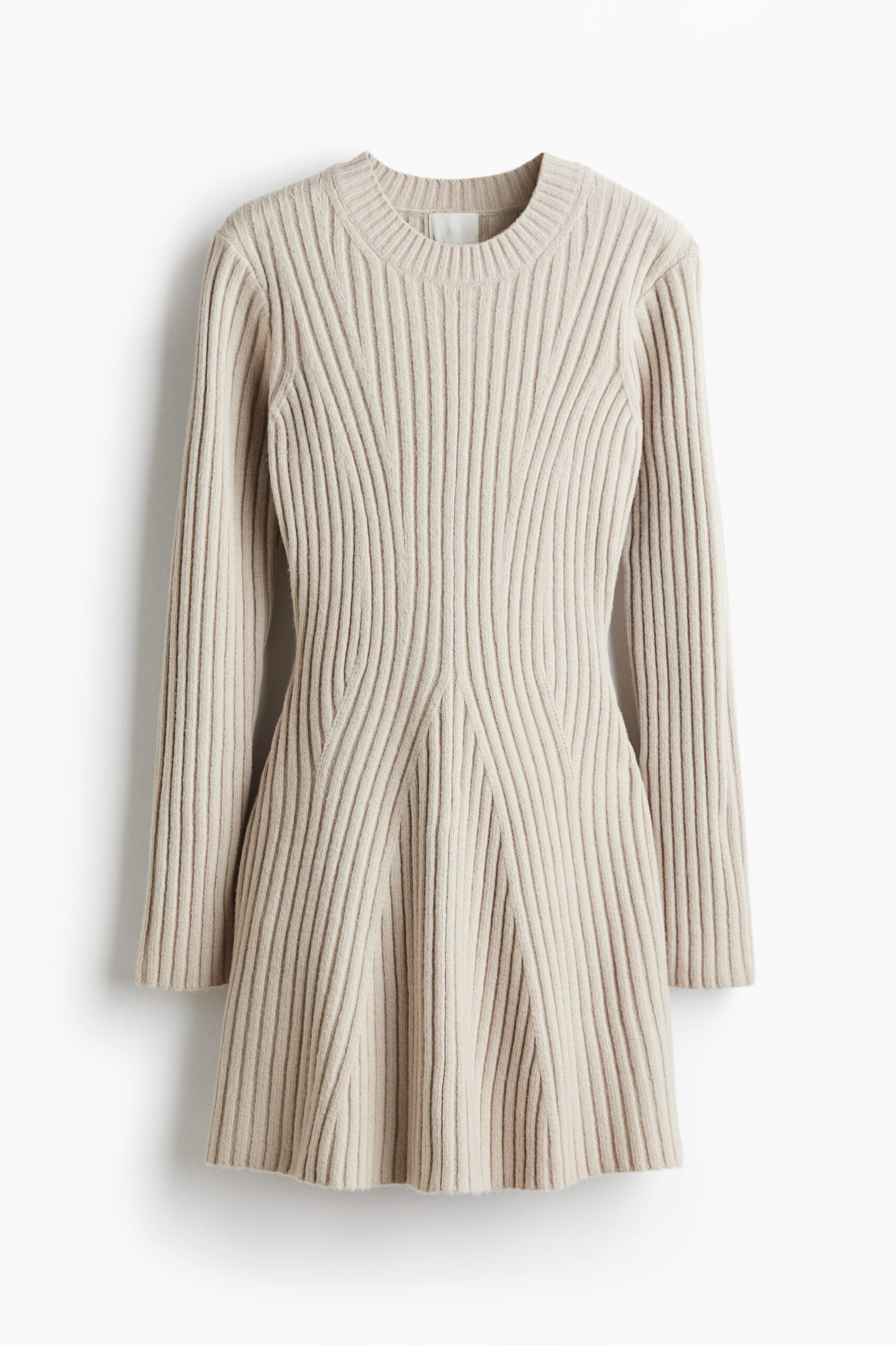H & M - Ribgebreide jurk - Lichtbeige