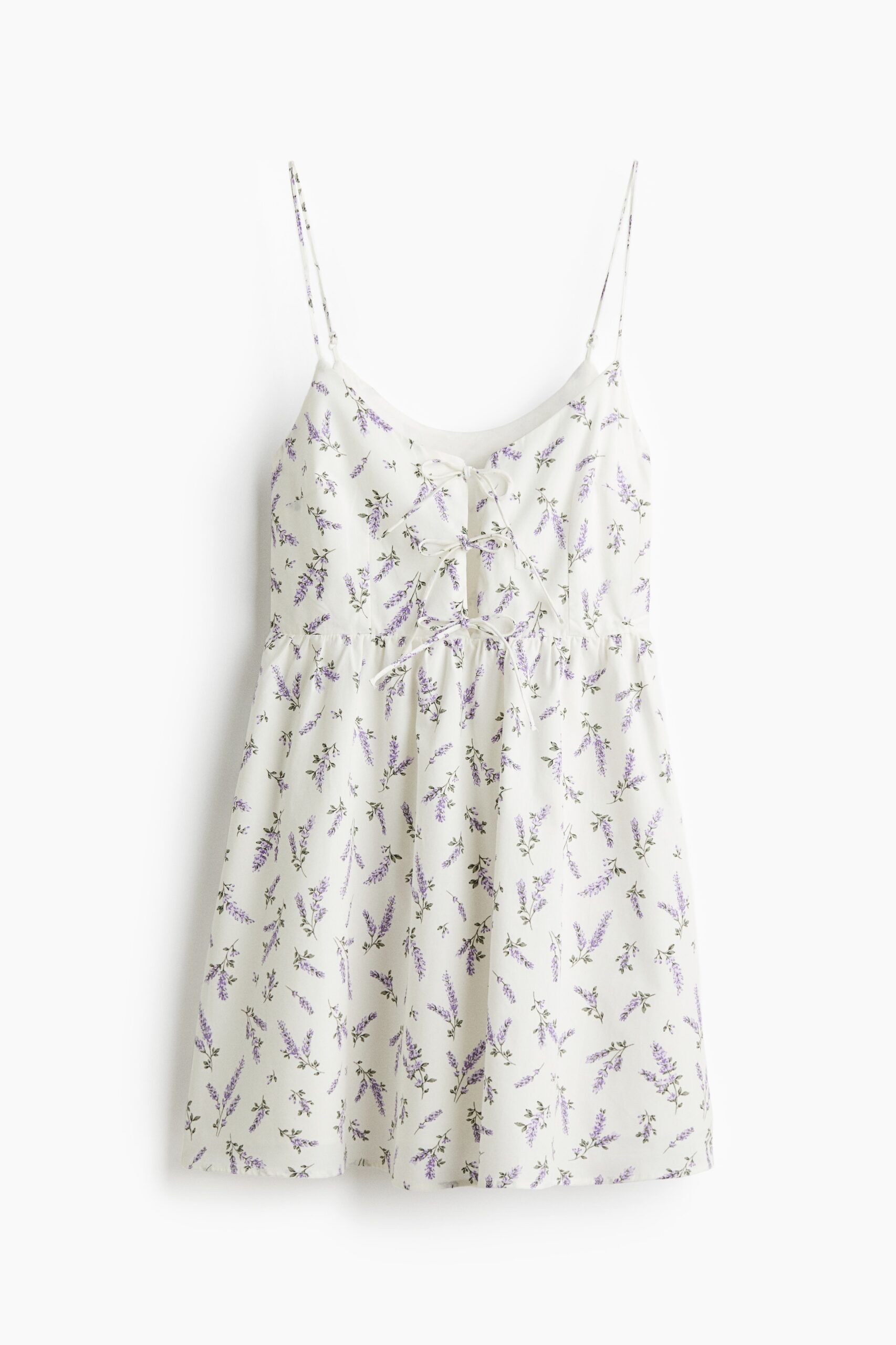 H & M - Jurk van popeline met strikbandjes - Wit/Bloemen H & M - Jurk van popeline met strikbandjes - Wit/Bloemen