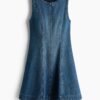 H & M - Denim jurk met uitlopende rok - Denimblauw