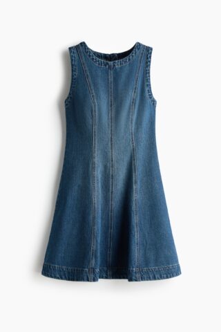 H & M - Denim jurk met uitlopende rok - Denimblauw