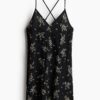 H & M - Strappy open-backjurk - Zwart/Bloemen