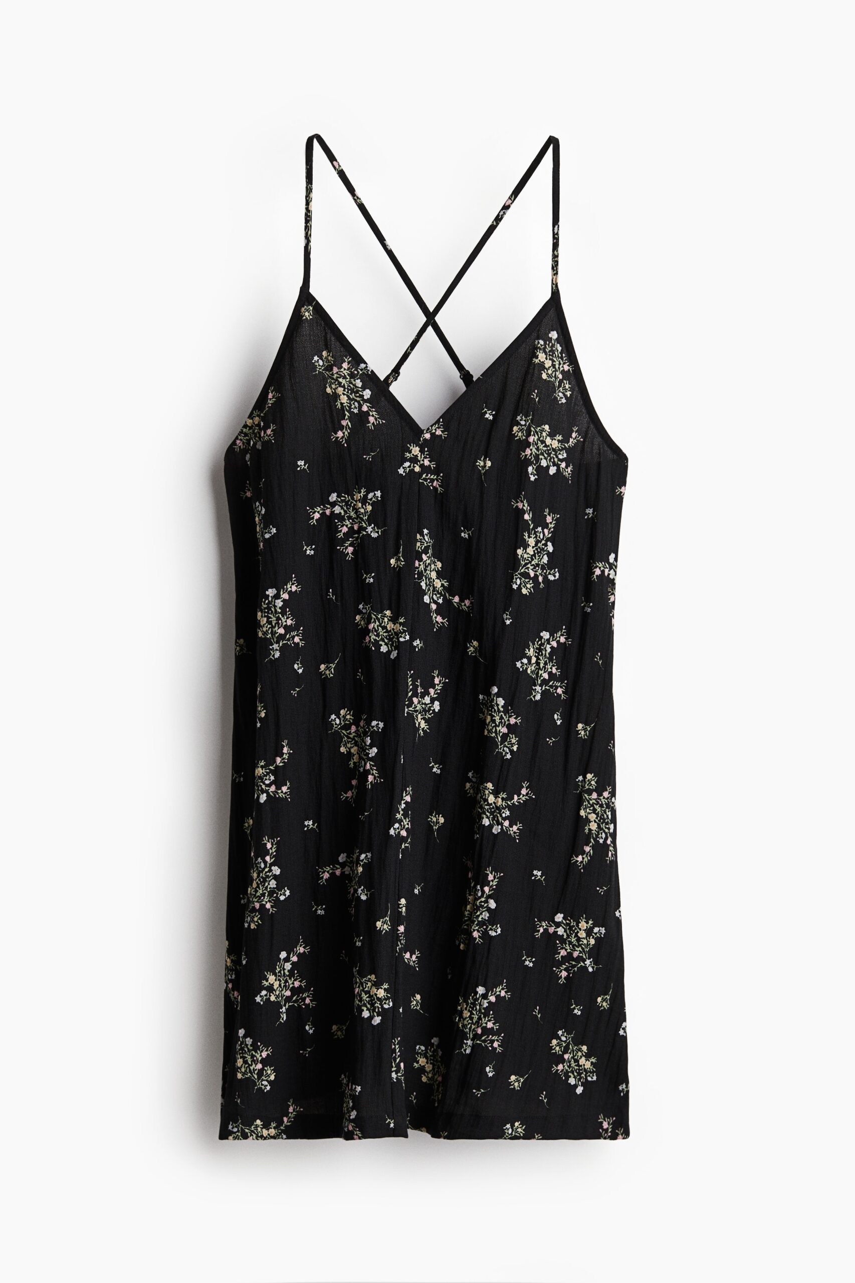 H & M - Strappy open-backjurk - Zwart/Bloemen